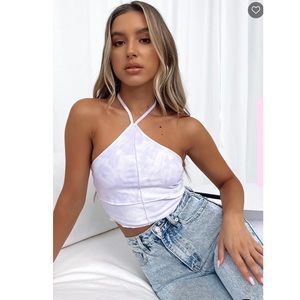 White Fox All The Feels Crop Lilac Tie Dye